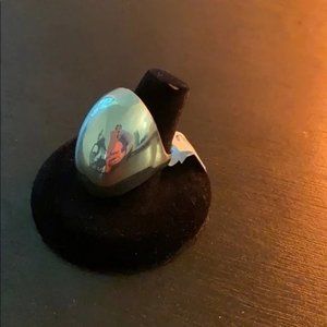 Sterling Silver Large 1 Inch Shiny Oval Statement Men’s Ring Size 10